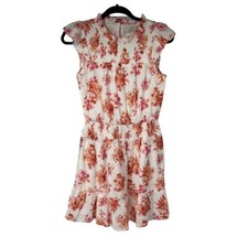 Loft Whisper White Floral Smocked Ruffle Flare Dress XSP Womens Spring