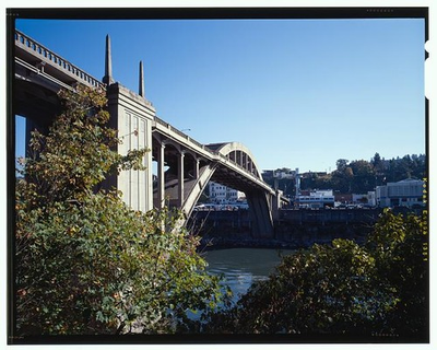 #ad 22. View of Oregon City Bridge looking northeast with Oregon City in the $9.99