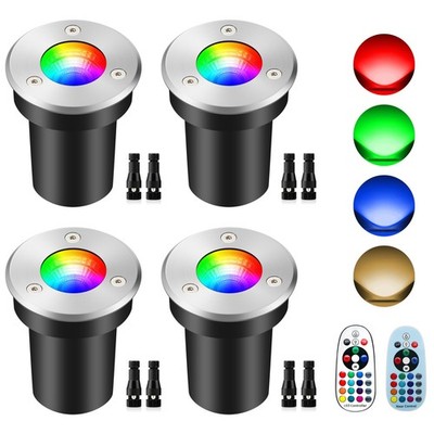 4Pack RGBW Low Voltage Landscape Lighting 6W LED 12V 4Pack, Black