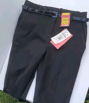 Marks and Spencer Mädchen Schwarze Schulhose Skinny Leg mit Gürtel. 7-8 Jahre 