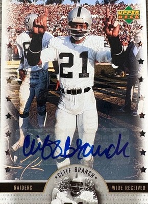 CLIFF BRANCH SIGNED 2005 UPPER DECK NFL LEGENDS FOOTBALL CERTIFIED AUTO CARD