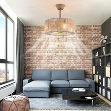 18" 6-Gears Caged Ceiling Fan Light Flush Mount Lights kit With Remote Control