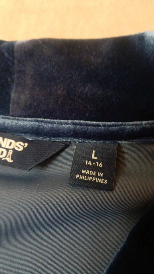 Top de noche Lands' End azul de terciopelo aplastado, grande, suave cómodo elástico Foto 4 de 4