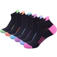 6 PCS Womens Ankle Athletic Low Cut Tab Socks Cushioned Running Sports