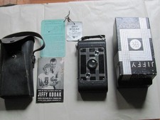 1937 Vintage Jiffy Kodak Six-20 Photo Camera Original Box Carry Case Paper