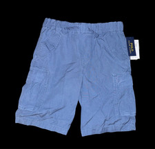 Polo Ralph Lauren Boys Blue Cargo Shorts Size 18 Elastic Waist Pockets Cotton