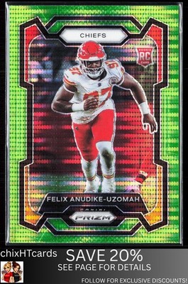 Felix Anudike-Uzomah 2023 Panini Prizm Neon Green Pulsar #349 Kansas City Chiefs