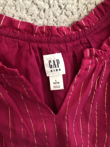 GAP KIDS: Girl's Pink Long Sleeve Dress Pink Gold Strips, Size L 10/12 Lined - Picture 5 of 10