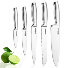 Modern-Silver Chef Kitchen Knife Set without Block, Chef Knife Set for Cookin...