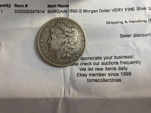 1892-S Morgan $1 – Very Fine Circulated – Key Date San Francisco Mint