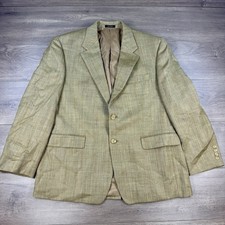 Lauren Ralph Lauren LRL Silk Wool Suit Jacket Blazer Men's 42S Beige Chevron