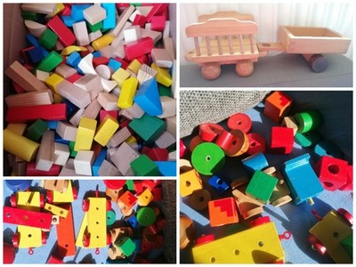 Großes Paket Holzspielzeug Waldorf Bauklötze, Fahrzeuge gebr. sehr guter Zustand