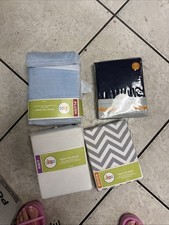 New Circo  CARTER BABY BOY FITTED CRIB SHEETS LOT OF 4 NEW BLUE GRAY STRIPED