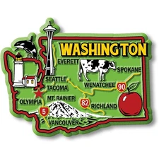 Washington Colorful State Magnet by Classic Magnets, 3.3" x 2.6"