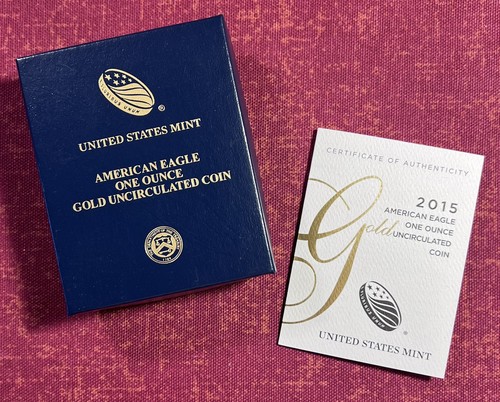 2015 AMERICAN EAGLE ONE OUNCE GOLD UNCIRCULATED COIN OGP BOX & COA - NO COIN -