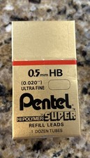 Pentel .5mm HB Hi-Polymer Mechanical Pencil Ultra Fine Refill Leads, 11 Tubes