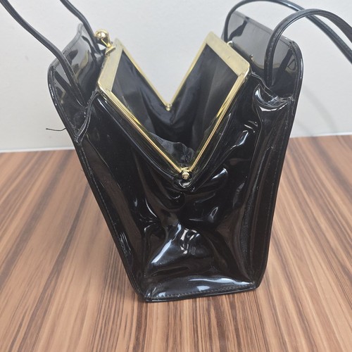 VTG Retro 60's THEODOR CALIFORNIA Black Patent Leather Clutch Handbag Purse - Picture 10 of 24