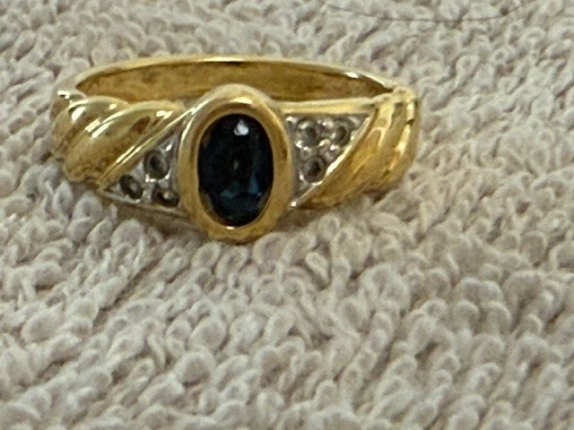 💍 Eleganter Pierre Lang Ring – goldfarben mit dunkelblauem Stein 💍 - Bild 3 von 4