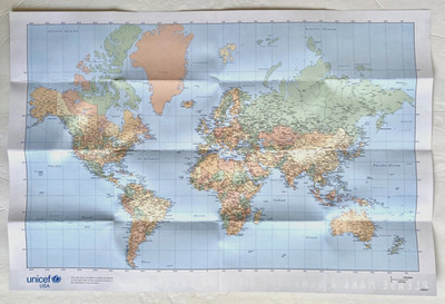 New 2026 Unicef USA World Map Folding Paper International Wall Poster Earth