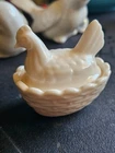 Vintage Milk Glass Hen on Nest Salt Cellar
