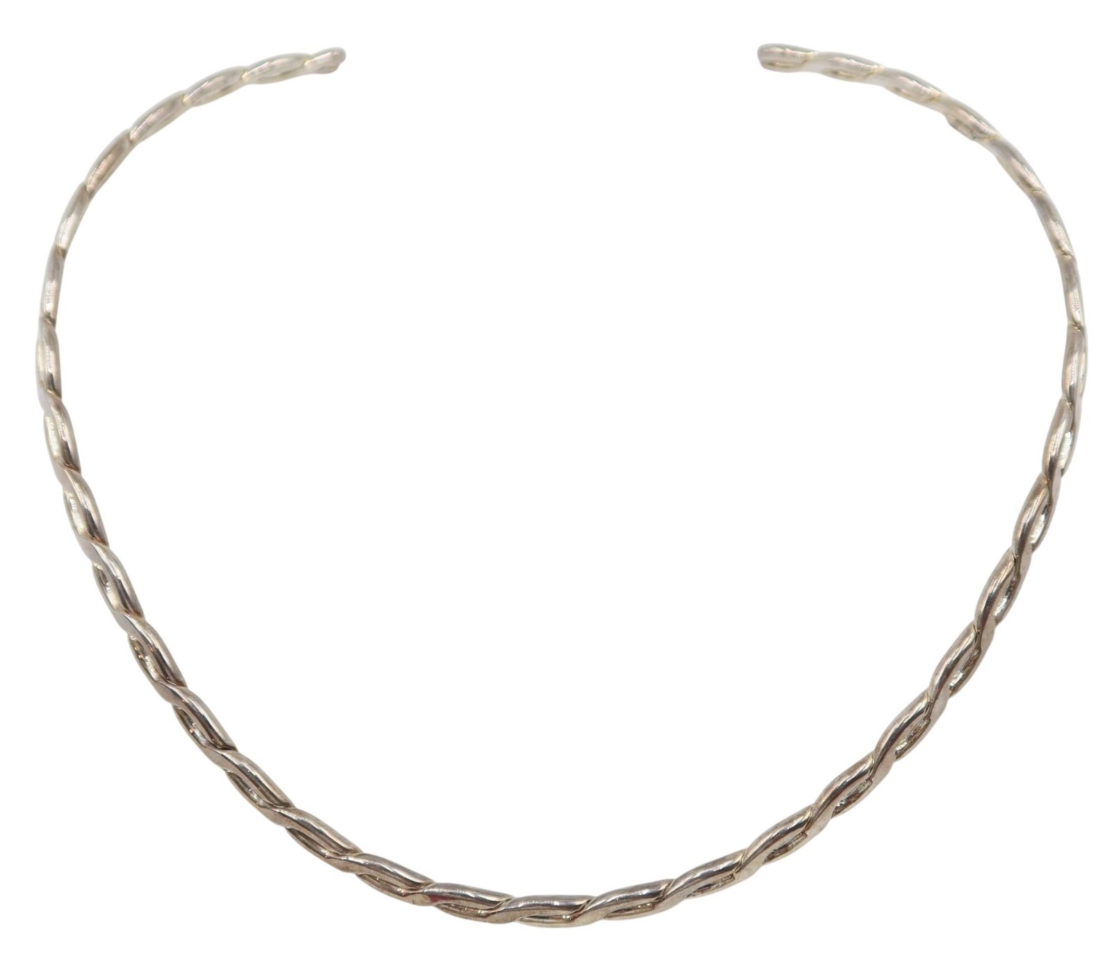 Silver Tone Solid Braided Collar Choker Necklace … - image 6