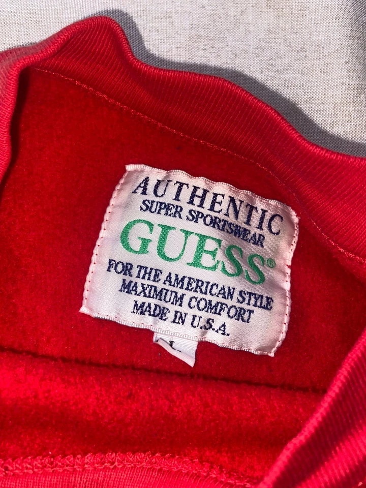 Guess Sportswear Classic 90’s Embroidered Crewneck Sweatshirt L Red Dadcore - Image 4 of 4