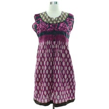Vintage 90s Pink Purple Boho A-Line Sleeveless Dress Women's Small/Medium