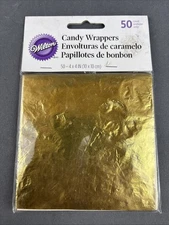 Wilton GOLD CANDY WRAPPERS 50 ct.  4"x 4"