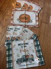 Old East Main Harvest Tapestry Placemats~Set/4~13”x18”~Choice Truck OR Pumpkin