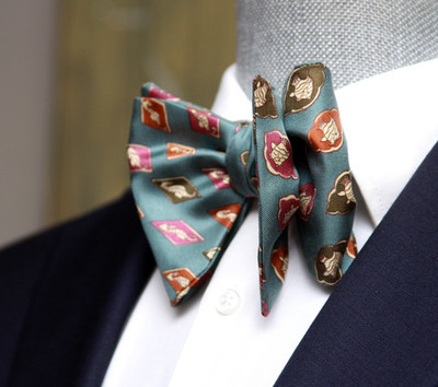 Men's Self-tied Bow Tie 100%Silk Big Butterfly Gift Box Nautica Motive S658