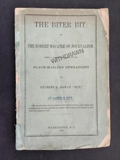 1870 antique ROB MACAIRE crime BLACK MAIL OPERATION biter bit CHAS A DANA'S SUN