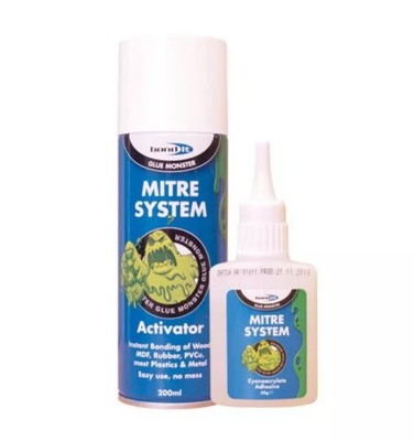 MITRE SYSTEM KIT BOND BONDING Sekundenkleber 50g & AKTIVATOR 200ML MITRE FAST BOND IT