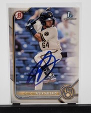 Felix Valerio Signed 2022 Bowman Paper 1st Prospect Milwaukee Brewers