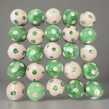 Hand Painted Wood Cabinet Knobs Drawer Pulls Pink Green Polka Dot Lot Of 25
