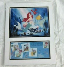 USA STAMPS DISNEY LITTLE MERMAID FIRST DAY OF ISSUE STAMPED MATTED PRINT SEALED
