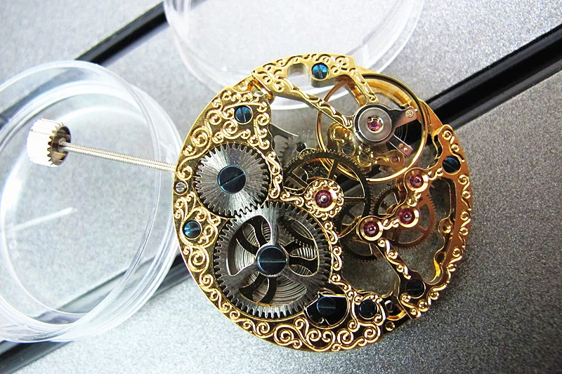 17 Jewels Rose Golden Hollow 6497 Hand Winding Movement for Parnis Wrist Watch - Image 3 of 4