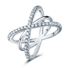 CROSS .925 STERLING SILVER CZ FASHION COCKTAIL RING WOMEN'S SIZE 4-10 SS12152