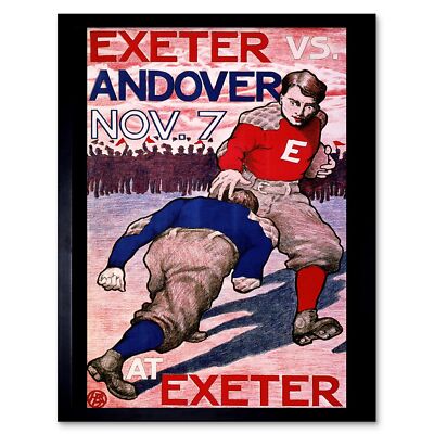 Advert Sport Football Exeter Andover Phillips Academy Usa 12X16 Framed Art Print