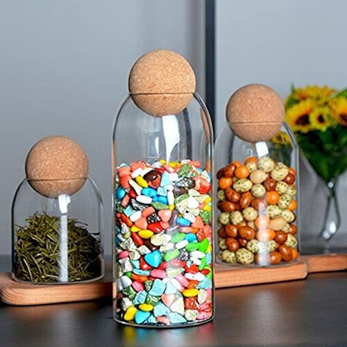 Glass Jar with Wood Lid Ball Jar Food Storage Container Clear Candy