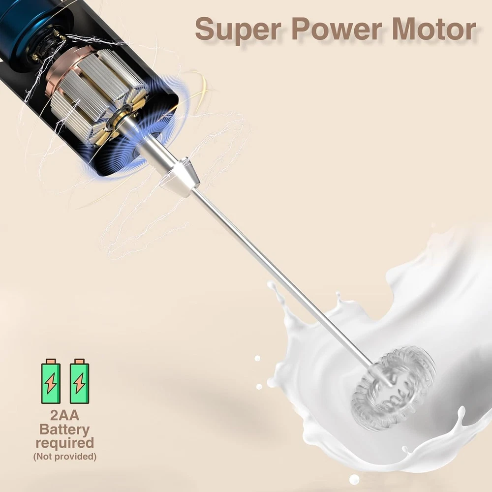 Milk Frother Handheld For Coffee With Stand Electric Whisk Drink Mixer