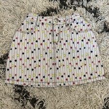 Gymboree Girls Size 5 White Corduroy Button Zipper Skirt Shapes Adjustable Waist