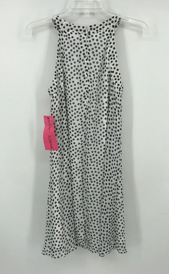 Vestido Betsey Johnson Blanco Negro Lunares Sin Mangas Tienda Columpio Talla 2 Nuevo con Etiquetas Foto 2 de 4