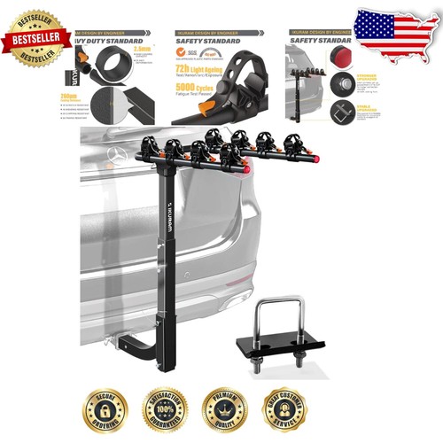 Heavy Duty Foldable 4-Bike Carrier Rack with Universal Fit for Minivans & Trucks