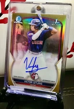 🔥🔥2022 Bowman Chrome Gold Refractor 💥Victor Izturis  Prospect  Auto /50🔥🔥