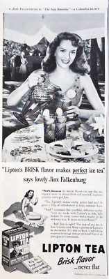 PRINT AD Lipton Brisk Iced Tea 1945 5x13 Jinx Falkenburg Orange Pekoe Summer