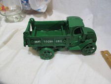 Vintage Collectible Green Cast Iron Metal Toy Dump Truck 8" Long