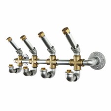 Coat Hook Hangers Rail Industrial Metal Silver Steel & Brass Wall Mounted Style