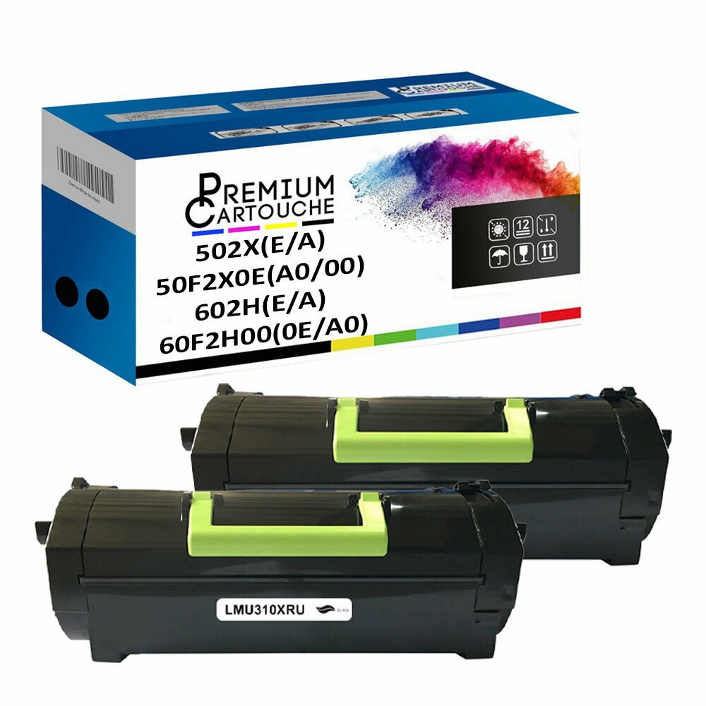 Toner 602HE noir compatible Lexmark haute capacité x2 pour des impressions nettes et durables