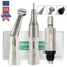 AZDENT Dental Slow Low Speed Handpiece Straight Contra Angle Air Motor 4Hole