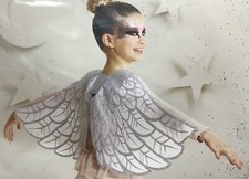 Kids  Girls  Halloween Party Costume Glitter Wings White OSFM Ages 3 